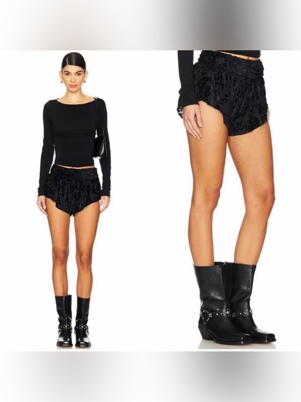 Free People Black Snow Angel Micro Shorts